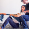 Rebozo Marie Blue Light Grey tørklæde til rebozo massage for par